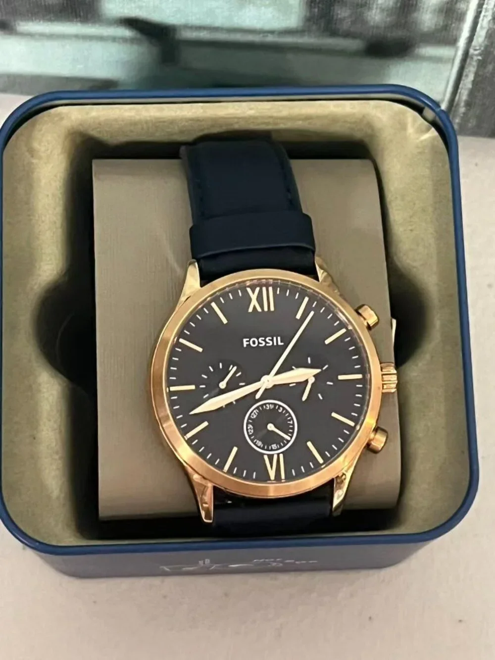 Fossil BQ2412 Fenmore Rose Gold Stainless Steel Men Dress Casual Leather Watch